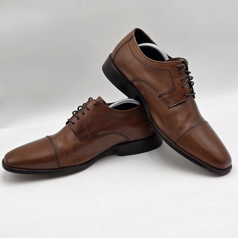Murphy by Johnston & Murphy 59-11566 Men's 11W Brown Leather Cap Toe Oxford